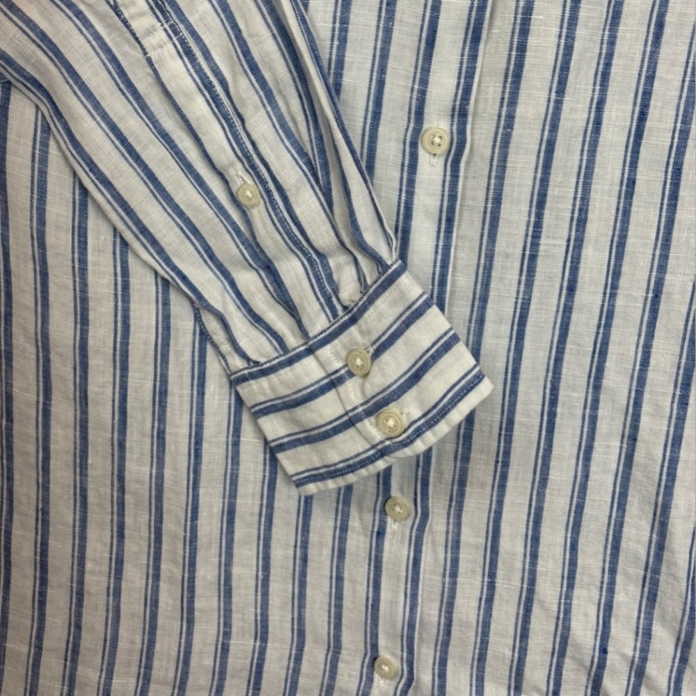UNTUCKit Women's 100% Linen Wehlen Long Sleeve Button Down Striped Shirt Size 4 - Picture 5 of 11